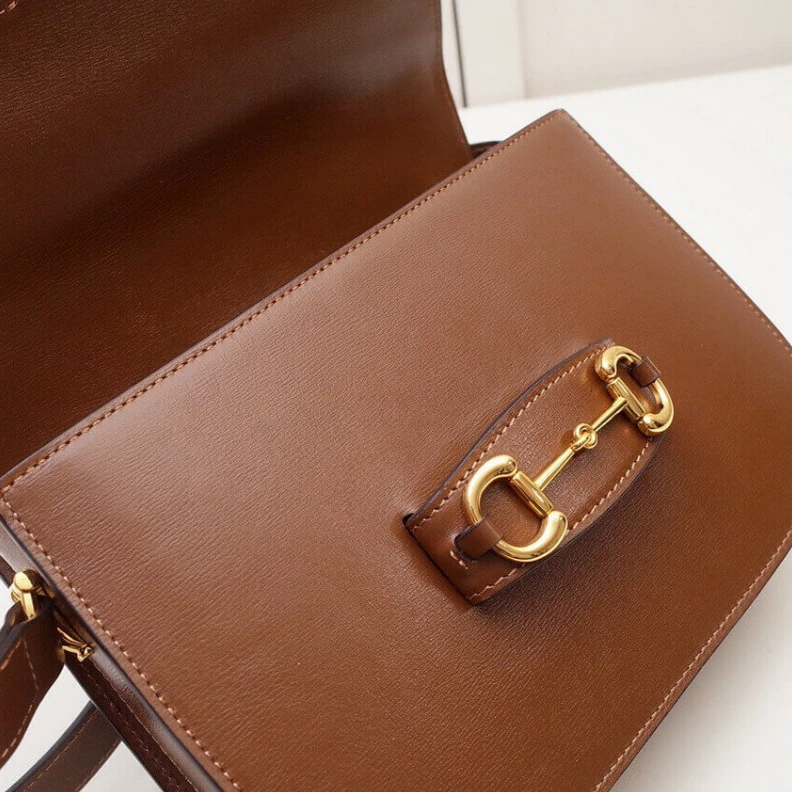 Top lv Introduced Gucci Horsebit 1955 Shoulder Bag In Brown Leather