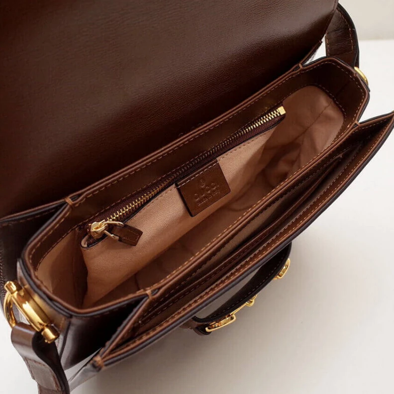 Top lv Introduced Gucci Horsebit 1955 Shoulder Bag In Brown Leather