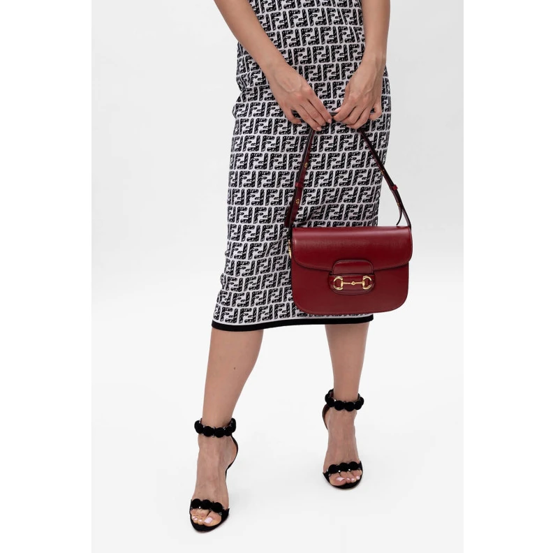 Top lv 25 x 18 x Gucci Horsebit 1955 Shoulder Bag In Red Leather