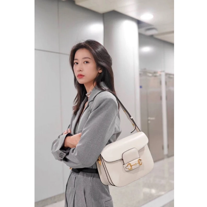 Replica bag Leather l Gucci Horsebit 1955 Shoulder Bag In White Leather
