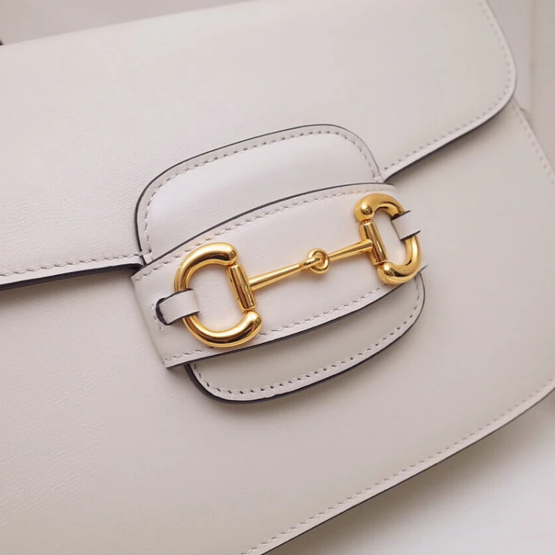 Replica bag Leather l Gucci Horsebit 1955 Shoulder Bag In White Leather