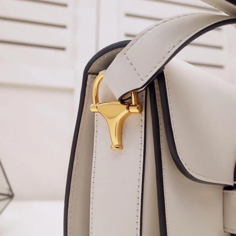 Replica bag Leather l Gucci Horsebit 1955 Shoulder Bag In White Leather