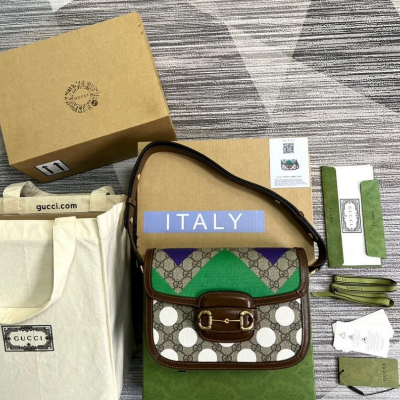 Replica bags lv Shoulder Gucci Horsebit 1955 Shoulder Bag With Geometric Print