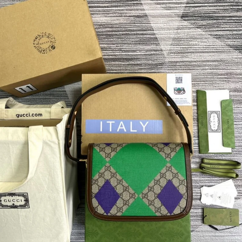 Replica bags lv Shoulder Gucci Horsebit 1955 Shoulder Bag With Geometric Print