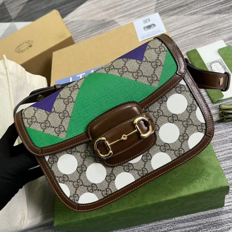 Replica bags lv Shoulder Gucci Horsebit 1955 Shoulder Bag With Geometric Print
