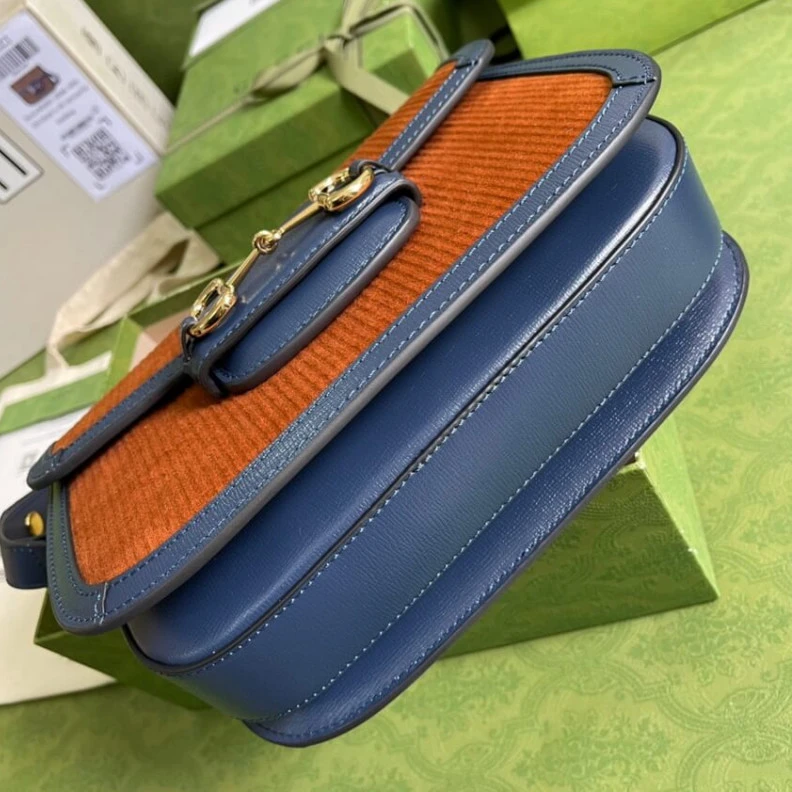 Replica bags Goldtoned Gucci Horsebit 1955 Small Bag Brown Corduroy