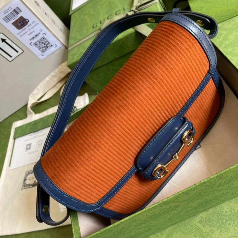Replica bags Goldtoned Gucci Horsebit 1955 Small Bag Brown Corduroy