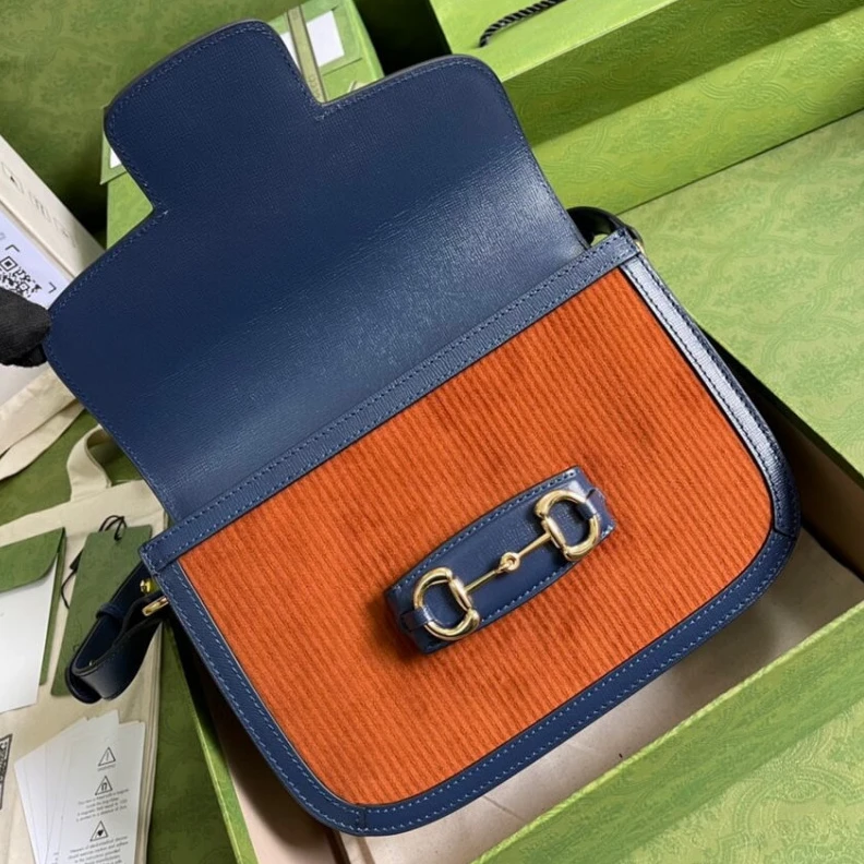 Replica bags Goldtoned Gucci Horsebit 1955 Small Bag Brown Corduroy