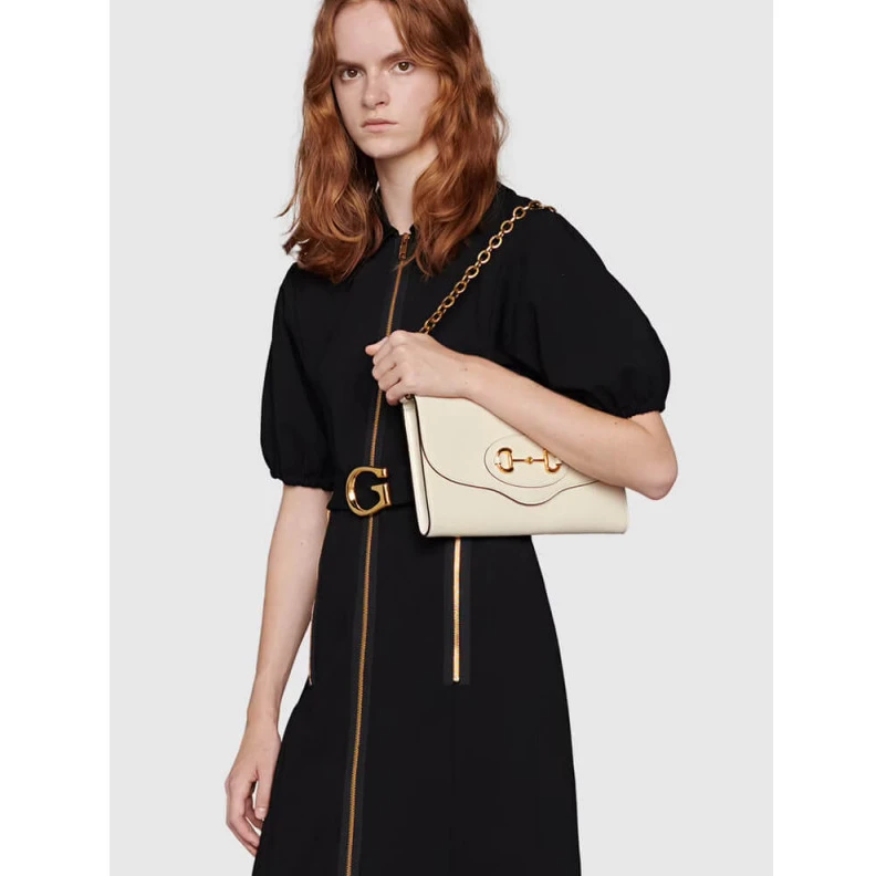 Kitlife White lea Gucci Horsebit 1955 Small Bag In White Leather