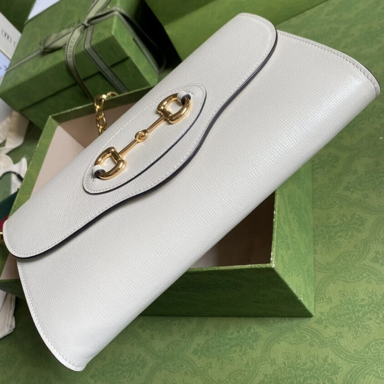Kitlife White lea Gucci Horsebit 1955 Small Bag In White Leather