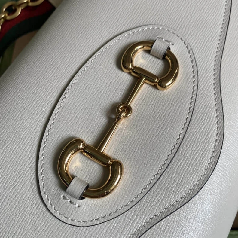 Kitlife White lea Gucci Horsebit 1955 Small Bag In White Leather