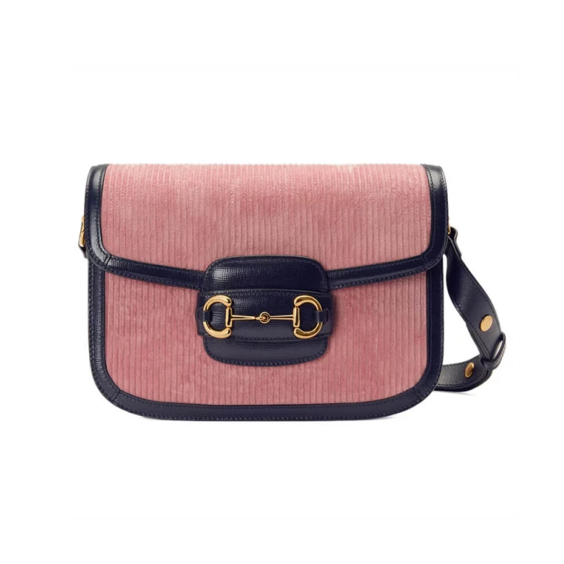 Shoulder Gucci Horsebit 1955 Small Bag Pink Corduroy