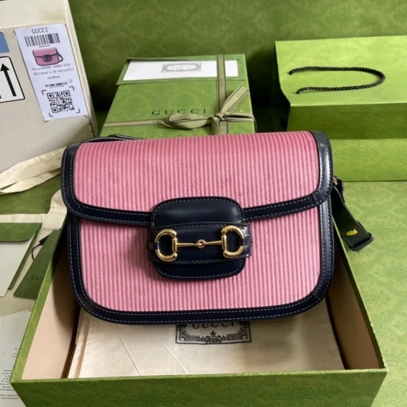 Kitlife ru Shoulder Gucci Horsebit 1955 Small Bag Pink Corduroy