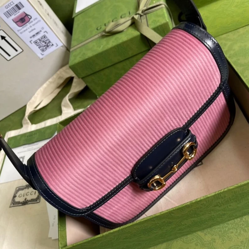Kitlife ru Shoulder Gucci Horsebit 1955 Small Bag Pink Corduroy