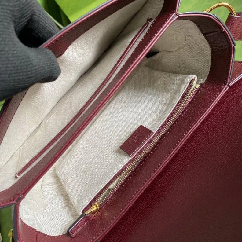 Top lv Recreated Gucci Horsebit 1955 Small Bag in  Burgundy GG Canvas