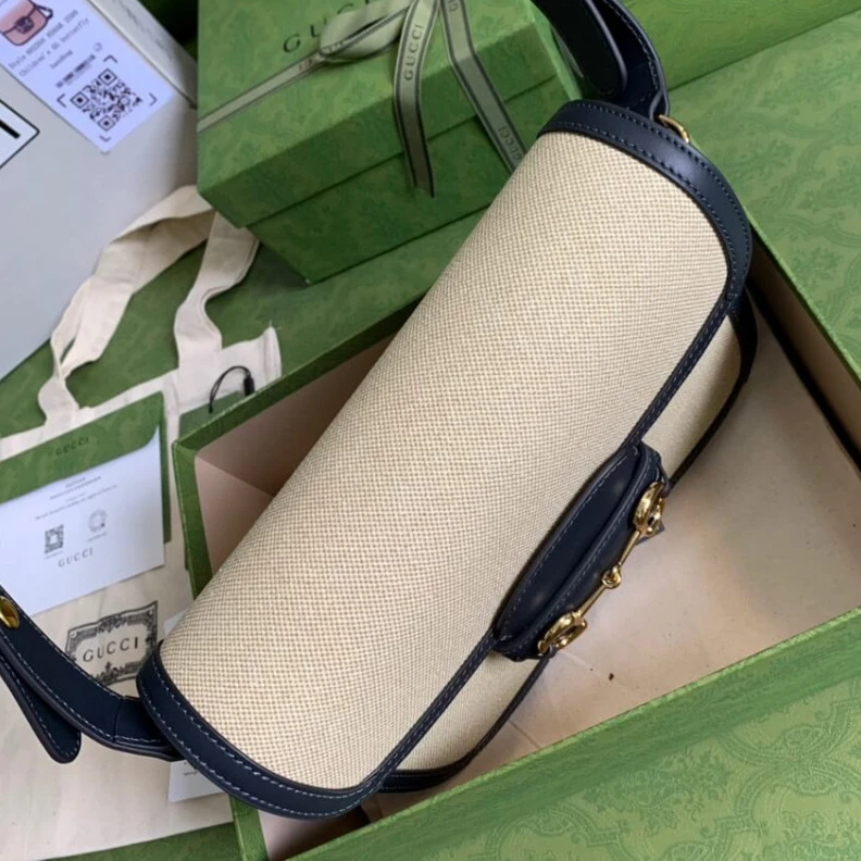 Replica bag Gucci Horsebit 1955 Small Bag in Beige Canvas