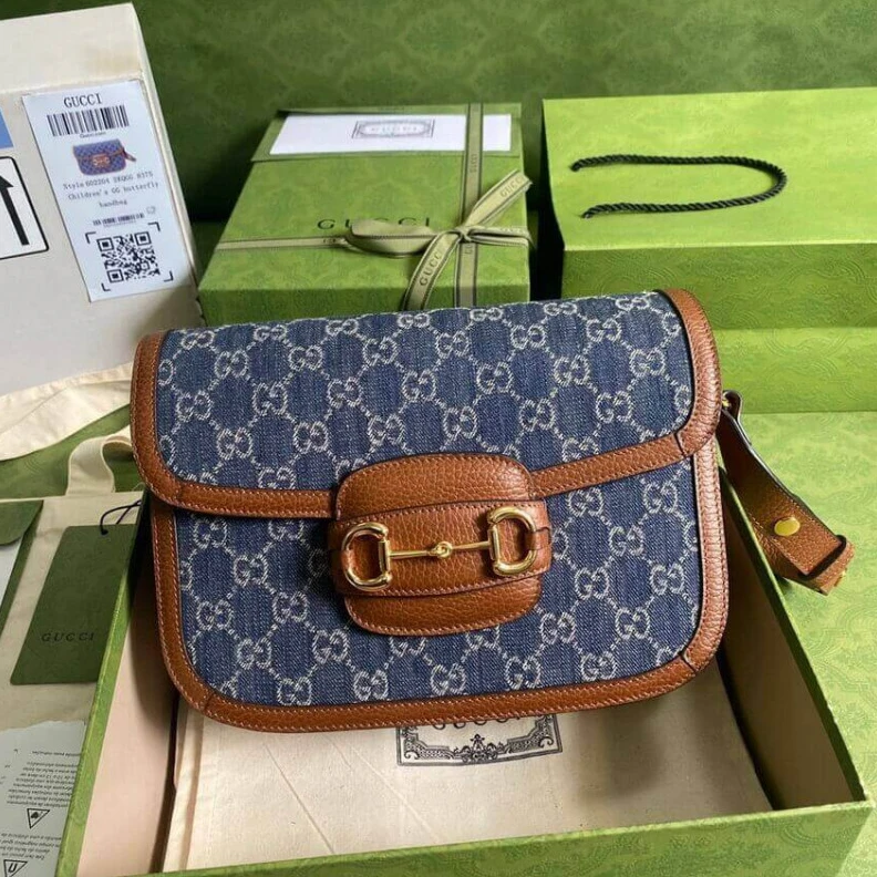 Louis vuitton locations <span styl Gucci Horsebit 1955 Small Bag in Blue Denim