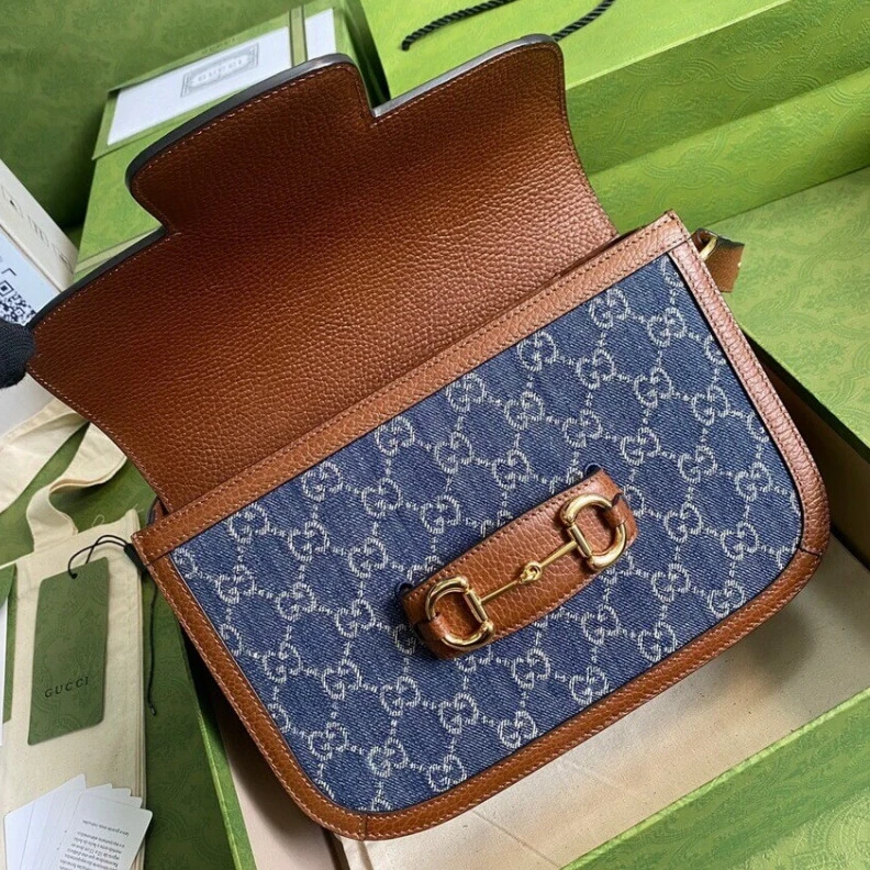 Louis vuitton locations <span styl Gucci Horsebit 1955 Small Bag in Blue Denim