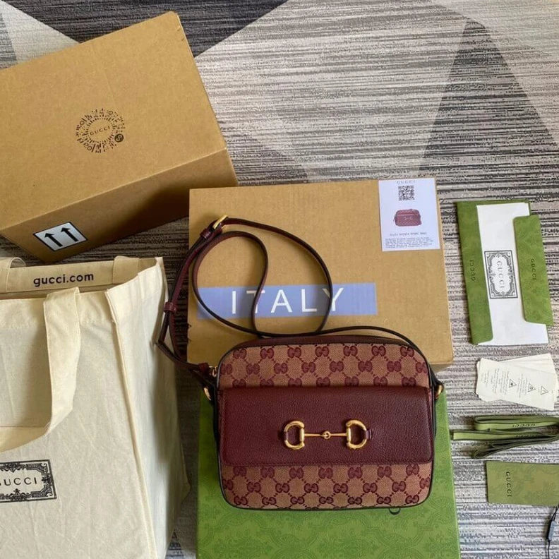 Top lv Horsebit Gucci Horsebit 1955 Small Bag in Burgundy