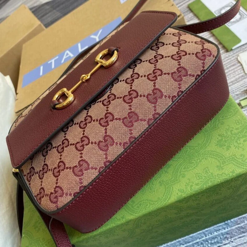 Top lv Horsebit Gucci Horsebit 1955 Small Bag in Burgundy
