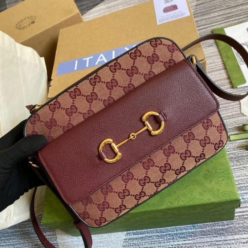 Top lv Horsebit Gucci Horsebit 1955 Small Bag in Burgundy