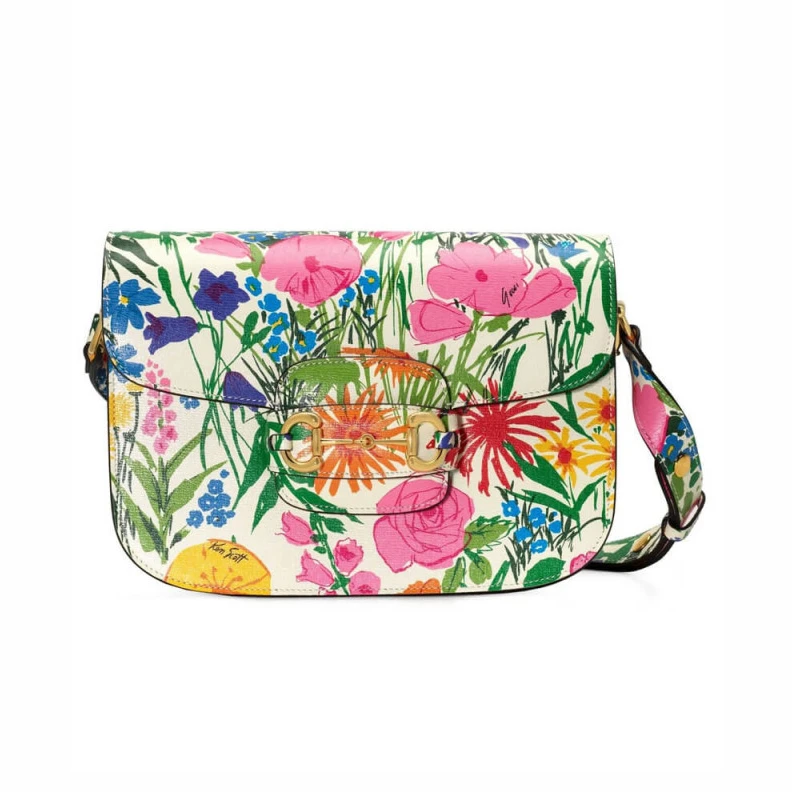 Microfibe Gucci Horsebit 1955 Small Bag in Ken Scott Print