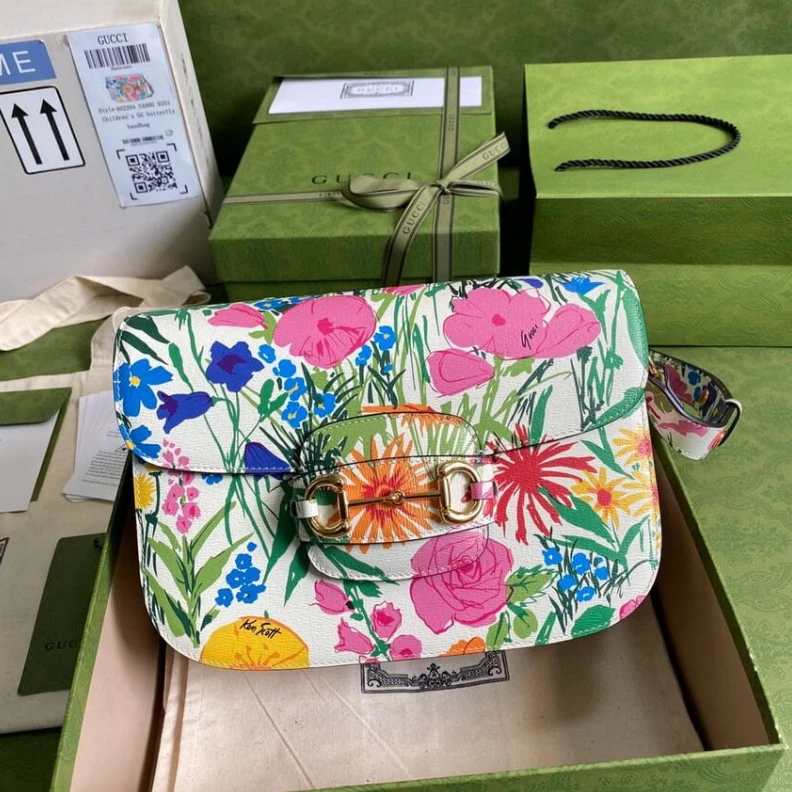 Replica bag Microfibe Gucci Horsebit 1955 Small Bag in Ken Scott Print