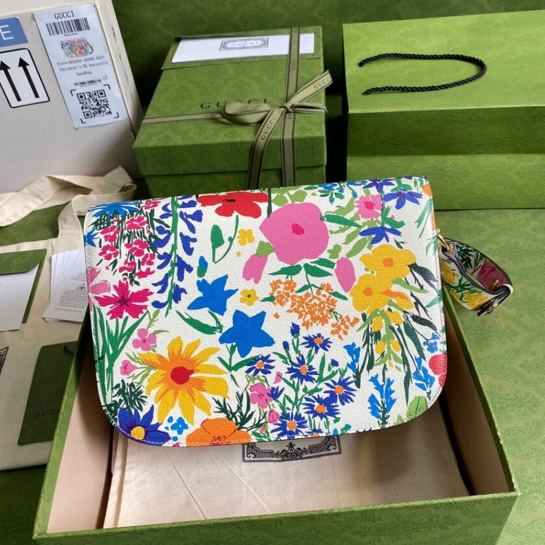 Replica bag Microfibe Gucci Horsebit 1955 Small Bag in Ken Scott Print