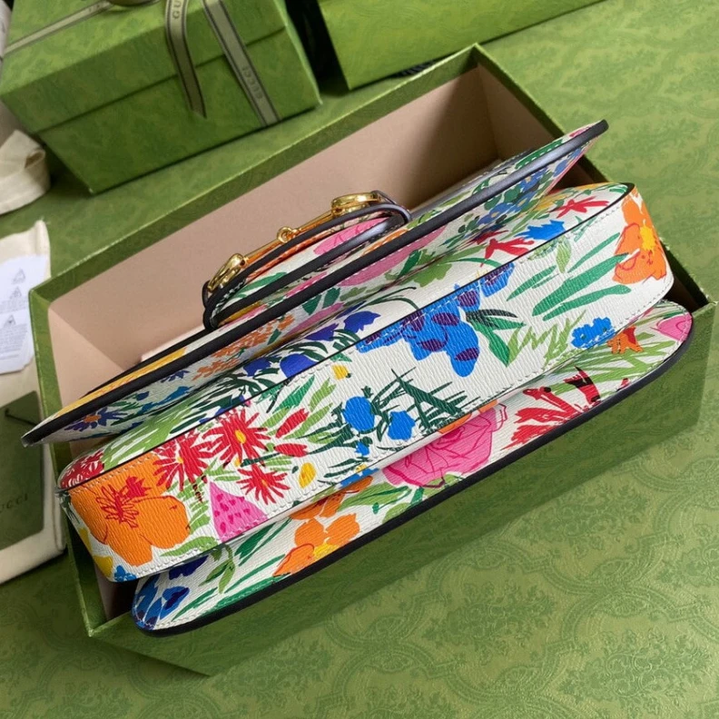 Replica bag Microfibe Gucci Horsebit 1955 Small Bag in Ken Scott Print