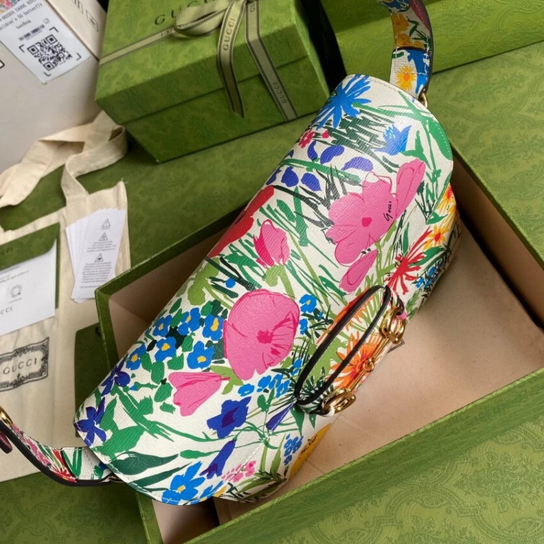 Replica bag Microfibe Gucci Horsebit 1955 Small Bag in Ken Scott Print