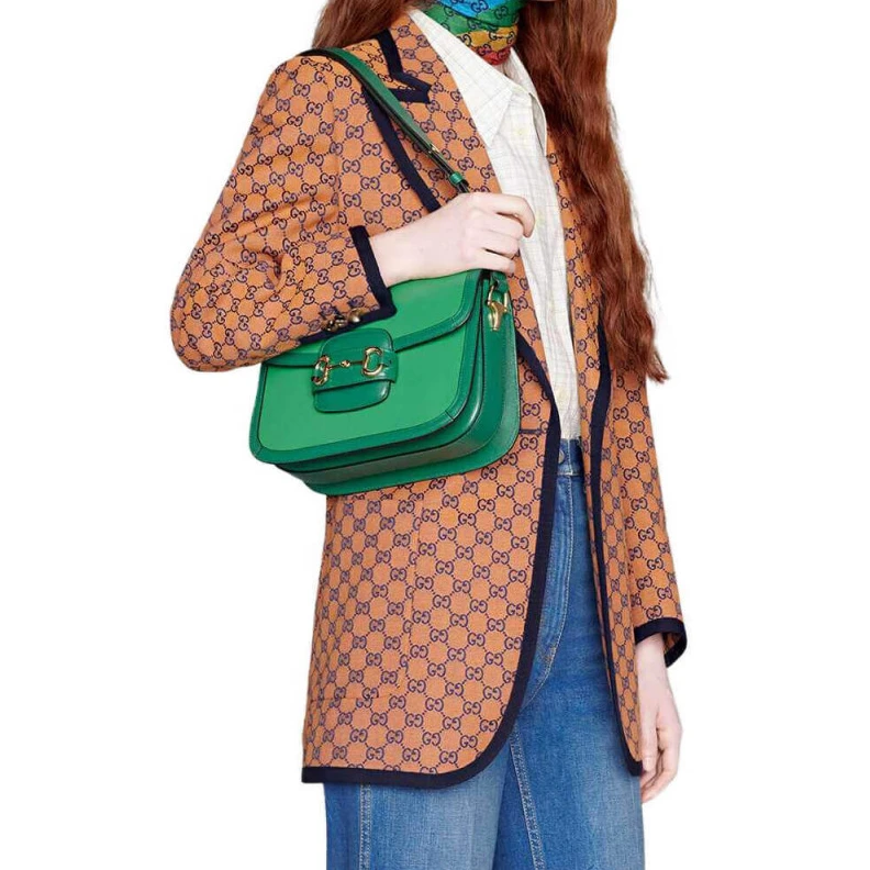 Kitlife ru Three gus Gucci Horsebit 1955 Small Shoulder Bag Green Leather