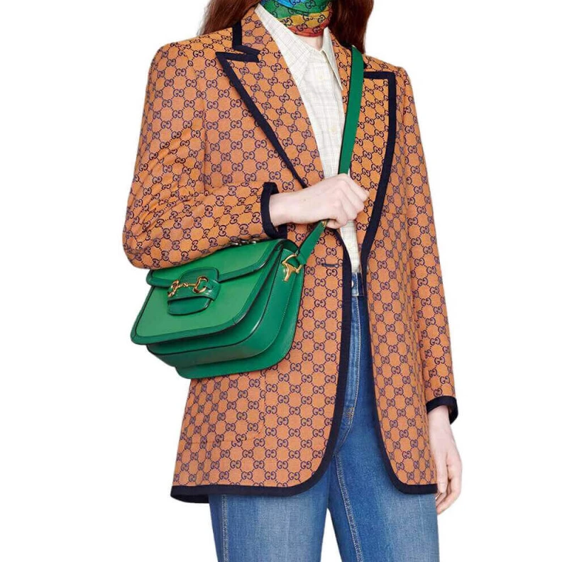 Kitlife ru Three gus Gucci Horsebit 1955 Small Shoulder Bag Green Leather