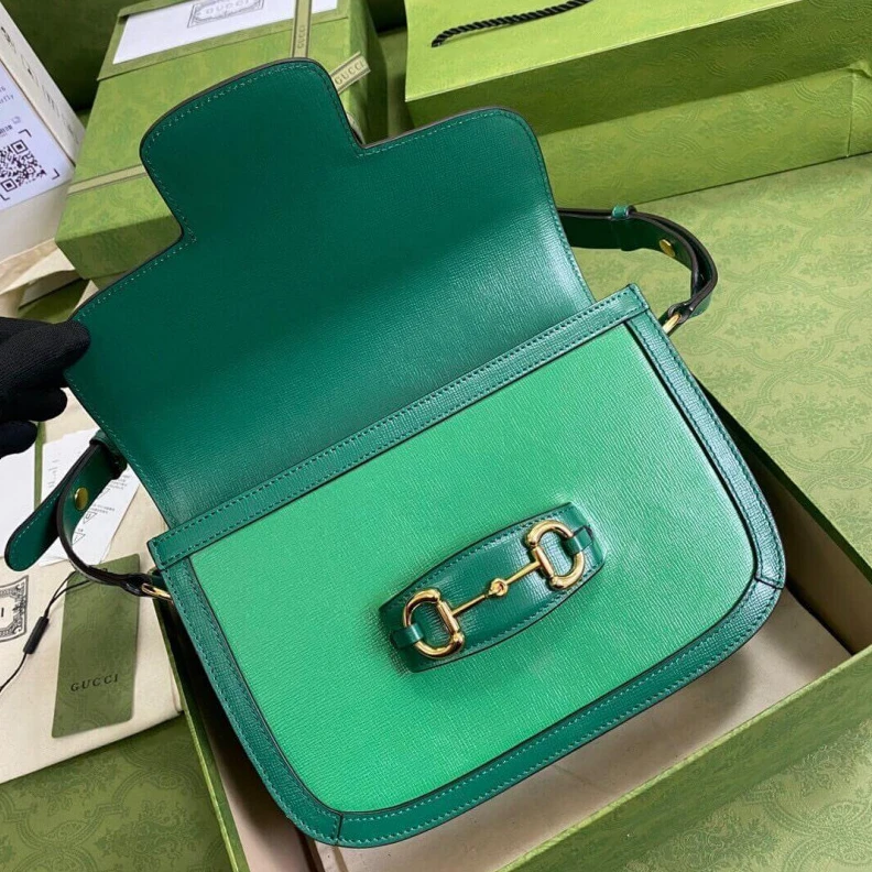 Kitlife ru Three gus Gucci Horsebit 1955 Small Shoulder Bag Green Leather