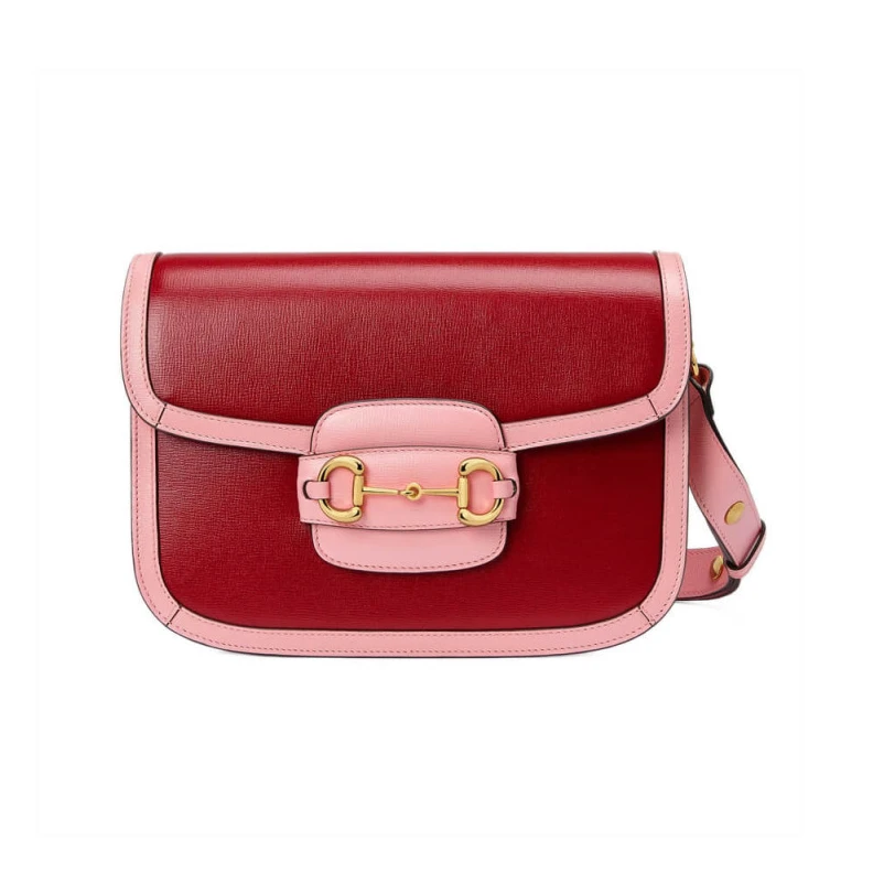 Horsebit Gucci Horsebit 1955 Small Shoulder Bag Red and Pink Leather