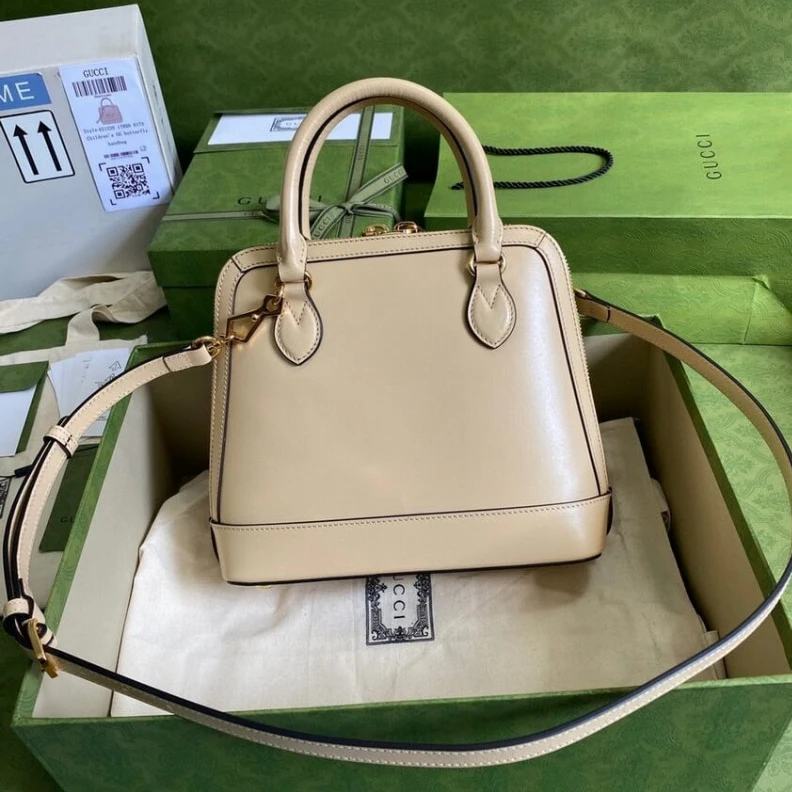 Replica bag Cotton li Gucci Horsebit 1955 Small Top Handle Bag in Wheat Leather