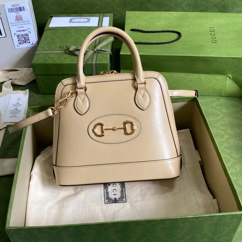 Cotton li Gucci Horsebit 1955 Small Top Handle Bag in Wheat Leather