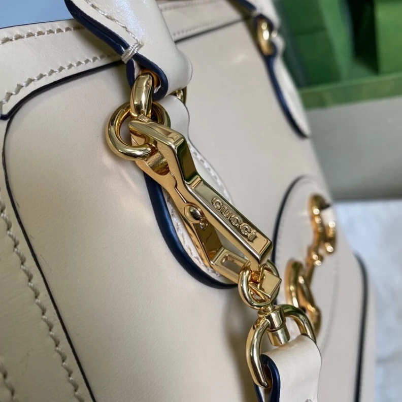 Replica bag Cotton li Gucci Horsebit 1955 Small Top Handle Bag in Wheat Leather