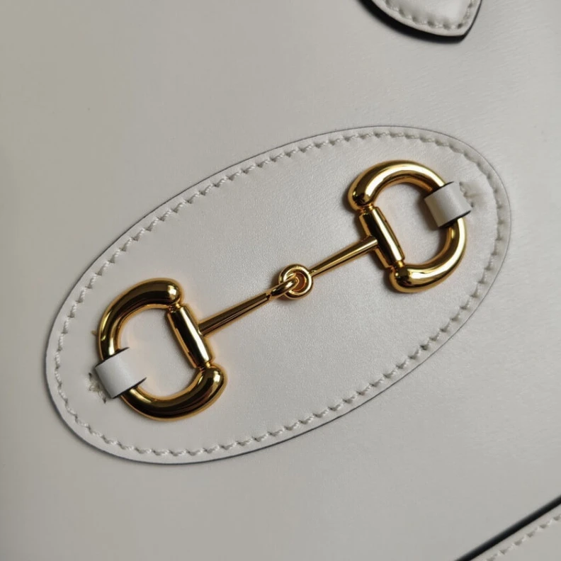 Replica bags lv Leather t Gucci Horsebit 1955 Small Top Handle Bag in White Leather