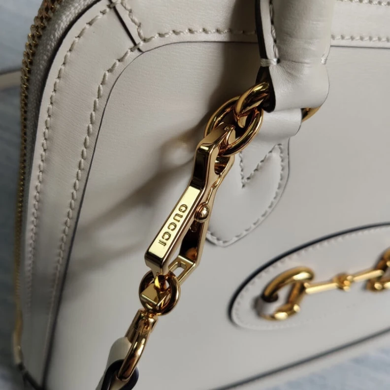 Replica bags lv Leather t Gucci Horsebit 1955 Small Top Handle Bag in White Leather