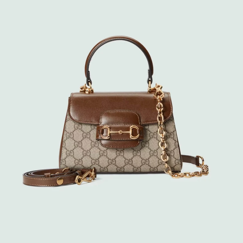 19.7" cha Gucci Horsebit 1955 Top Handle Bag
