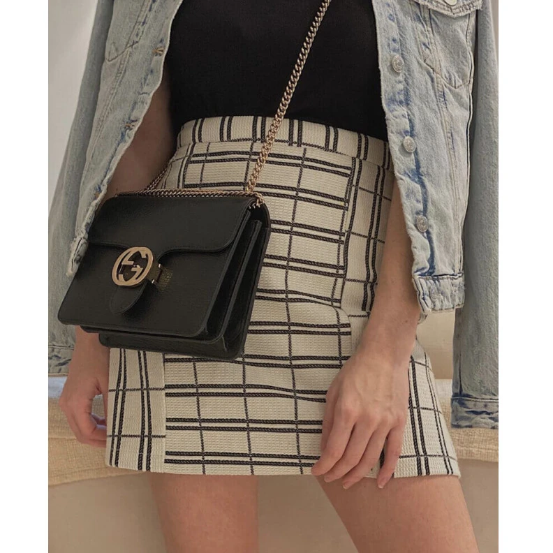 Louis vuitton locations 25 x 15 x Gucci Interlocking Chain Leather Cross Body Bag Black