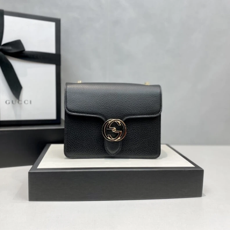 Louis vuitton locations 25 x 15 x Gucci Interlocking Chain Leather Cross Body Bag Black