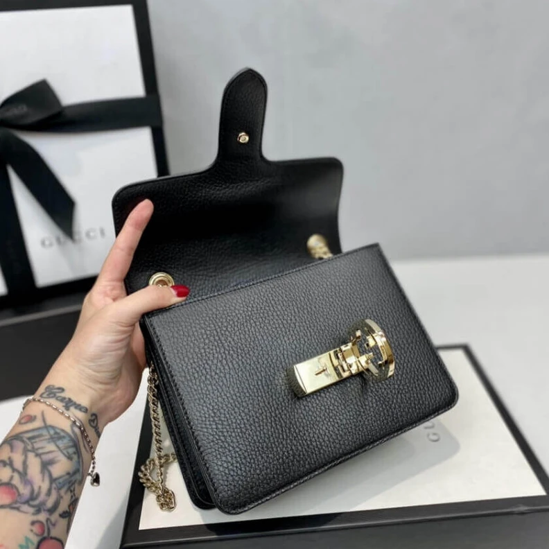 Louis vuitton locations 25 x 15 x Gucci Interlocking Chain Leather Cross Body Bag Black