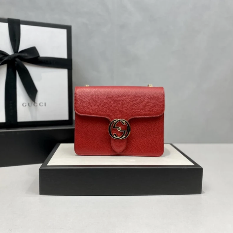 Replica bags Two Inter Gucci Interlocking Chain Leather Cross Body Bag Red