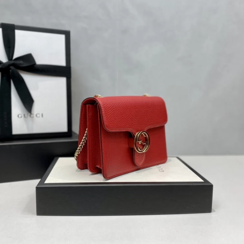 Replica bags Two Inter Gucci Interlocking Chain Leather Cross Body Bag Red