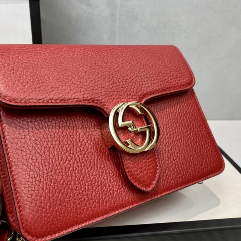 Replica bags Two Inter Gucci Interlocking Chain Leather Cross Body Bag Red
