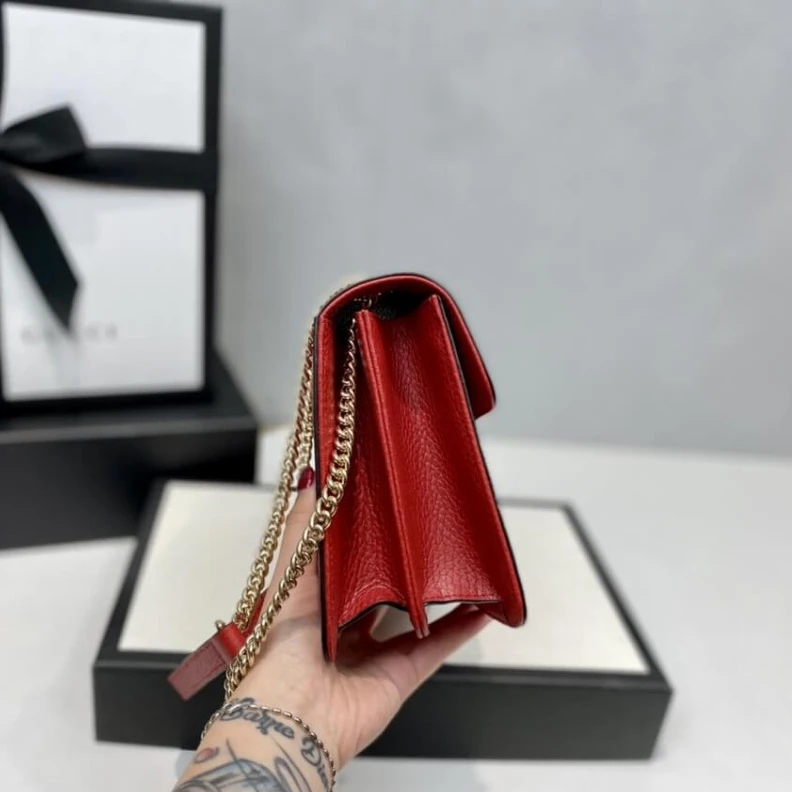 Replica bags Two Inter Gucci Interlocking Chain Leather Cross Body Bag Red