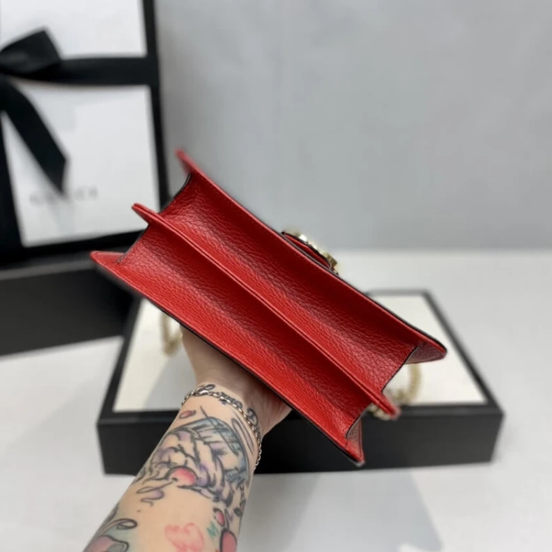 Replica bags Two Inter Gucci Interlocking Chain Leather Cross Body Bag Red