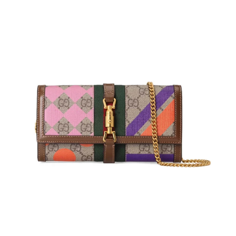 Chain str Gucci Jackie 1961 Chain Wallet With Geometric Print