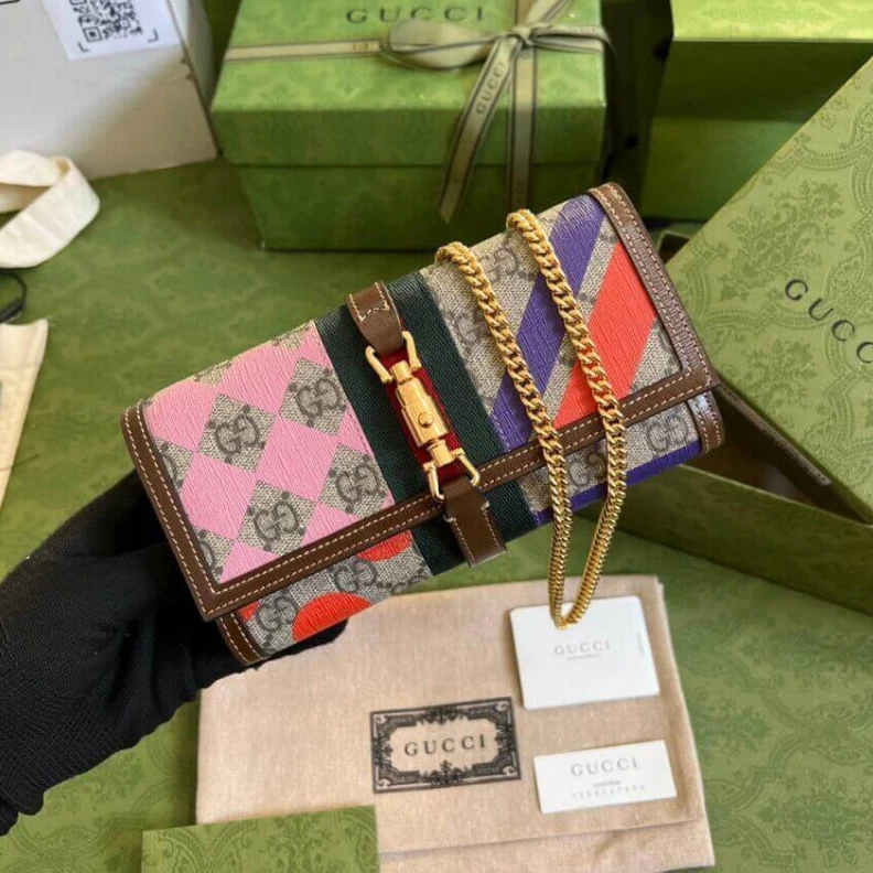 Kitlife ru Chain str Gucci Jackie 1961 Chain Wallet With Geometric Print